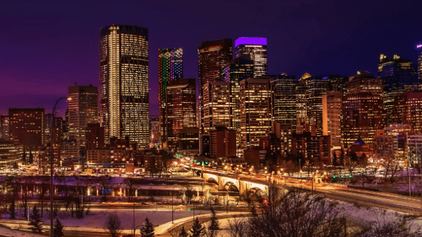 Downtown Calgary skyline at night