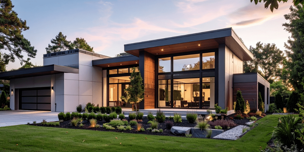 Custom-built modern home exterior representing high-end home construction in Edmonton and options from the best builders in Edmonton.